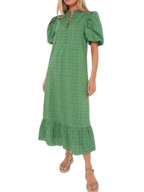 Tuckernuck Hyacinth House Mimi Green Puff Sleeve Midi Dress XL